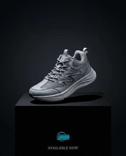 Mesmerizee grey ultra-comfort premium running mesh sneakers for men